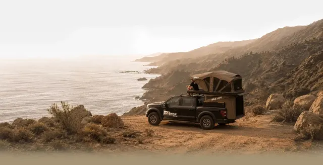 PickupMate Trunk unfolds a pickup into a two-level campsite